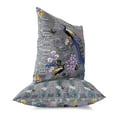 thumbnail image 3 of Peacock Paradise Indoor/Outdoor Pillow in Gray 18x18, 3 of 5