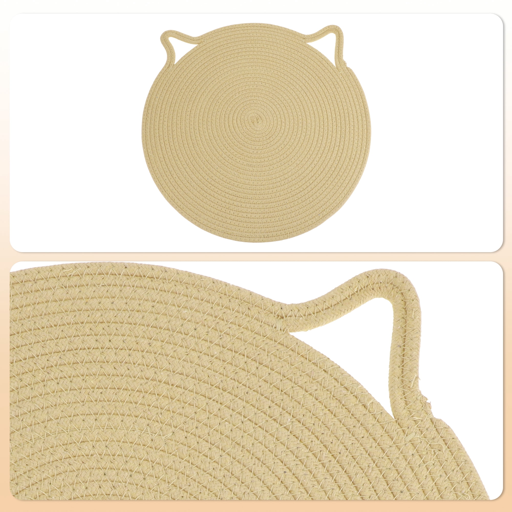 Unique Bargains Cotton Rope Cat Scratcher Mat  Floor Protector Beige 16.54"