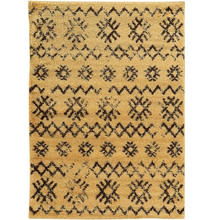 Moroccan Mekenes Camel Area Rug 8ft x 10ft Modern Style Neutral Shag Design