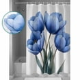 thumbnail image 3 of Blue Blossoming Tulip Shower Curtains for Bathroom Waterproof Fabric Bath Curtains Decor Bath Tub Curtain Vintage Spring Floral Botanical Decorative Shower Curtain Sets with 12 Hooks, 72x72 Inch, 3 of 6