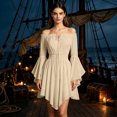 thumbnail image 2 of DHFJKG Womens Pirate Mini Dresses, Off The Shoulder Flare Sleeve Halloween Dress, Smocked Waist Gothic Dress, 2 of 4