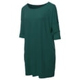 thumbnail image 2 of A2Y Women's Oversized Crew Neck 3/4 Sleeve Side Pockets Drop Shoulder Boxy Top Huntergreen M, 2 of 6
