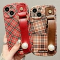 thumbnail image 2 of Compatible with iPhone Case,Splice Plaid Checkered Design Wristband [Compatible with Wireless Charging] Camera Lens Protection Soft Shockproof Cover Phone Case (Red,iPhone 12), 2 of 6