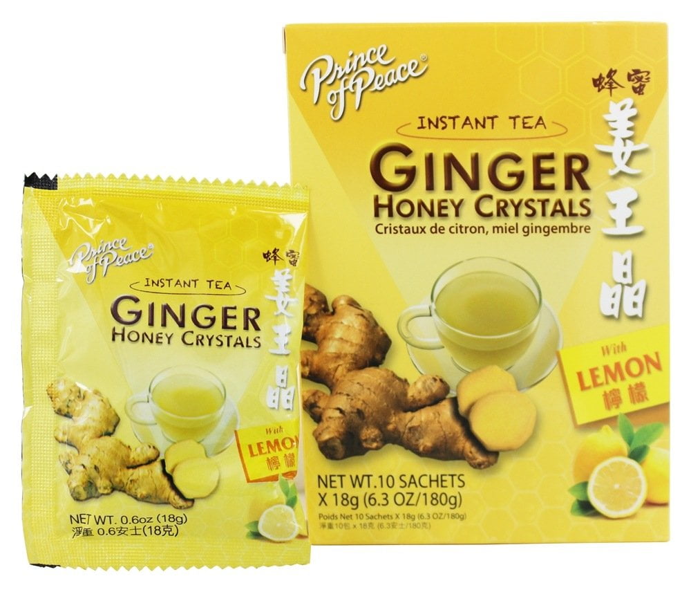 Prince of Peace Tea - Instant - Ginger Honey Crystals - with Lemon - 10 Sachets