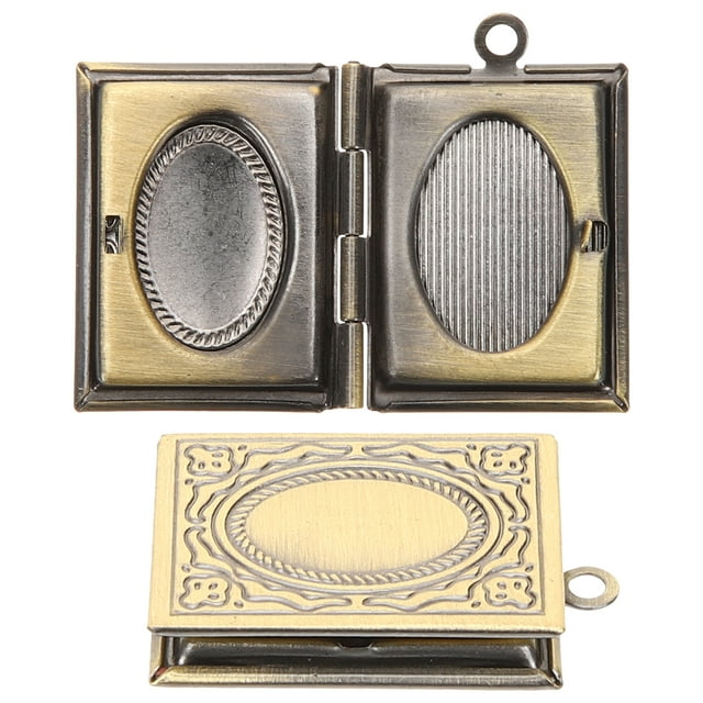 2 Pcs Médaillons Vintage pour Photos, Pendentifs en Forme de Livre pour Collier