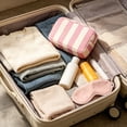 thumbnail image 4 of 9x6 Inch Striped Corduroy Makeup Bag, Zippered Cosmetic Pouch, Travel Organizer for Toiletry Storage, Outdoor Trip and Beauty Arrangement, 4 of 6