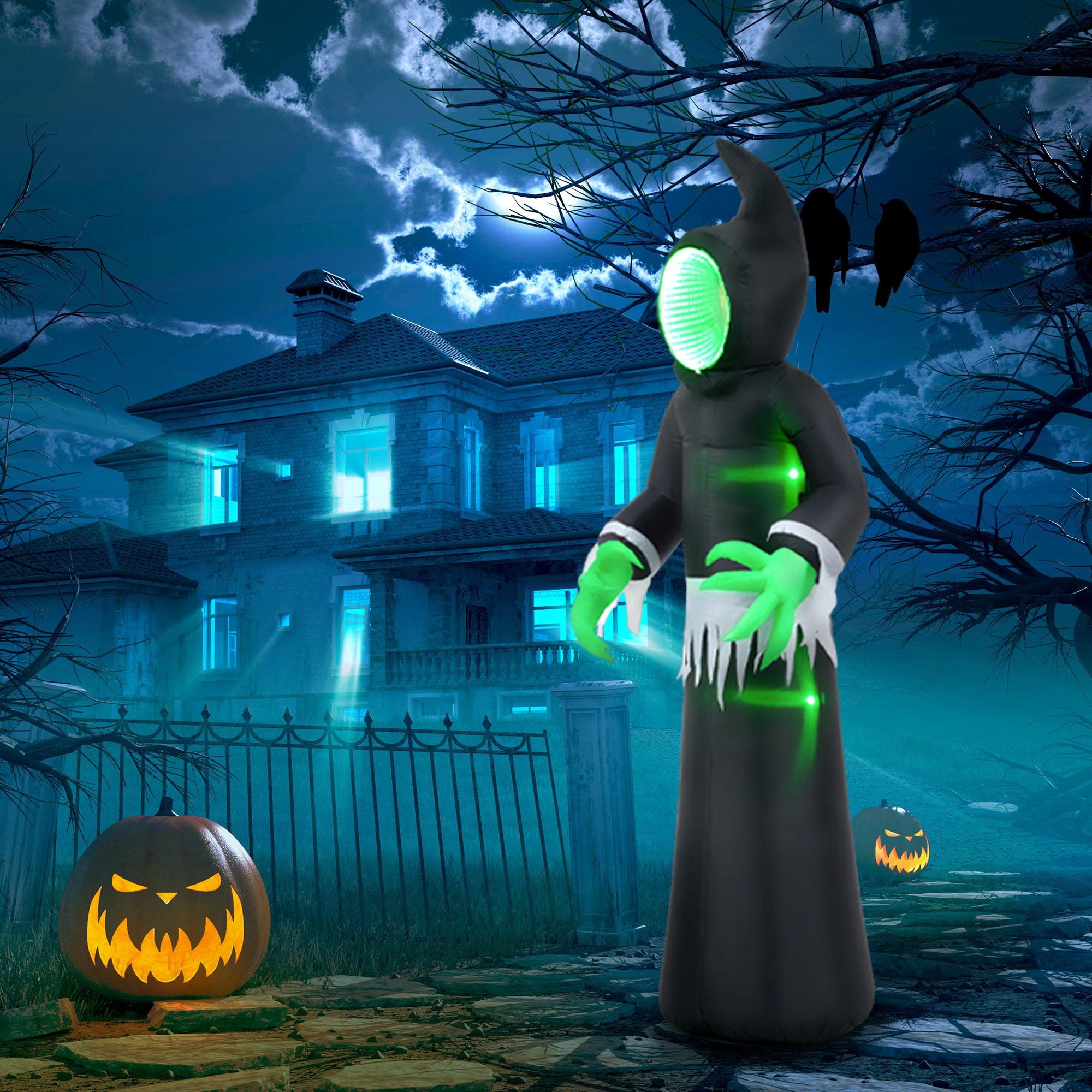 Alvantor Inflatable Halloween Decorations 8ft Blow Up Ghost Display with LED Light for Indoor Outdoor