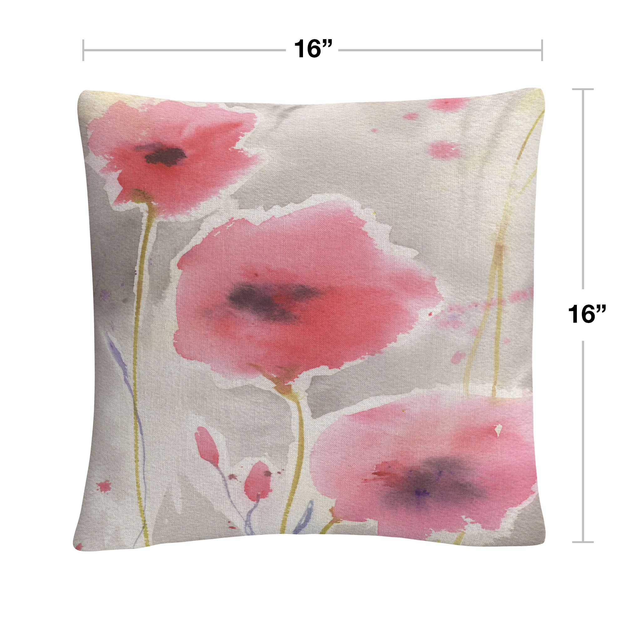 After The Rain' Pink Floral Watercolor Motif By Sheila Golden 16 X 16 Decorative Throw Pillow
