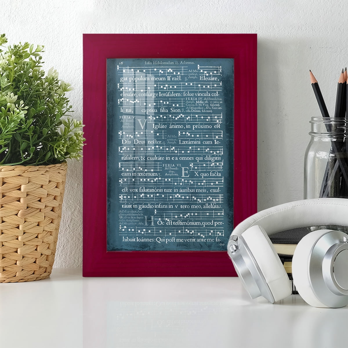Graphic Songbook I -Framed Print w/glass-Cherry Red