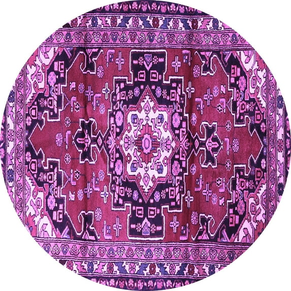 Ahgly Company Indoor Round Medallion Purple Traditional Area Rugs, 8' Round