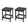 thumbnail image 1 of Costway 2 PCS Patio 15" End Side Coffee Table Square Wooden Slat Deck Black, 1 of 10