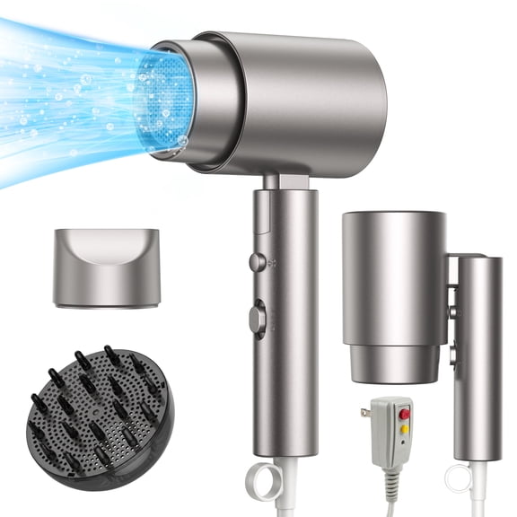 Professional Ionic Hair Dryer, 2200W Power Blow Dryer with Concentrator and Nozzle Diffuser Attachments, Foldable & Protable Design for Home and Travel