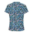 thumbnail image 4 of Fengqque 2025 Women's New Round Neck Pleated Tunic Top Curved Hem Printed Blouse, 4 of 5