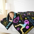 thumbnail image 5 of Meiyoeat Neon Softball Twin Bedding 7-Piece for Teens, Sport Quote Print Bedding Comforter Set,Black Reversible, 5 of 6