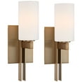 thumbnail image 2 of Possini Euro Design Ludlow Modern Wall Light Sconces Set of 2 Burnished Brass Hardwire 4 1/2" Fixture White Glass for Bedroom Bathroom Vanity Reading, 2 of 8