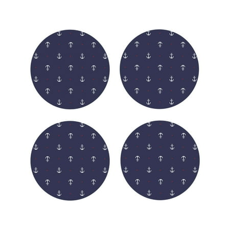 

Tideii Anchor Heart Blue for Leather Coasters 4 Pieces Anti-fouling and Anti-scalding Decorative Coasters Suitable for Restaurants Kitchens Coffee Shops-Round Shape