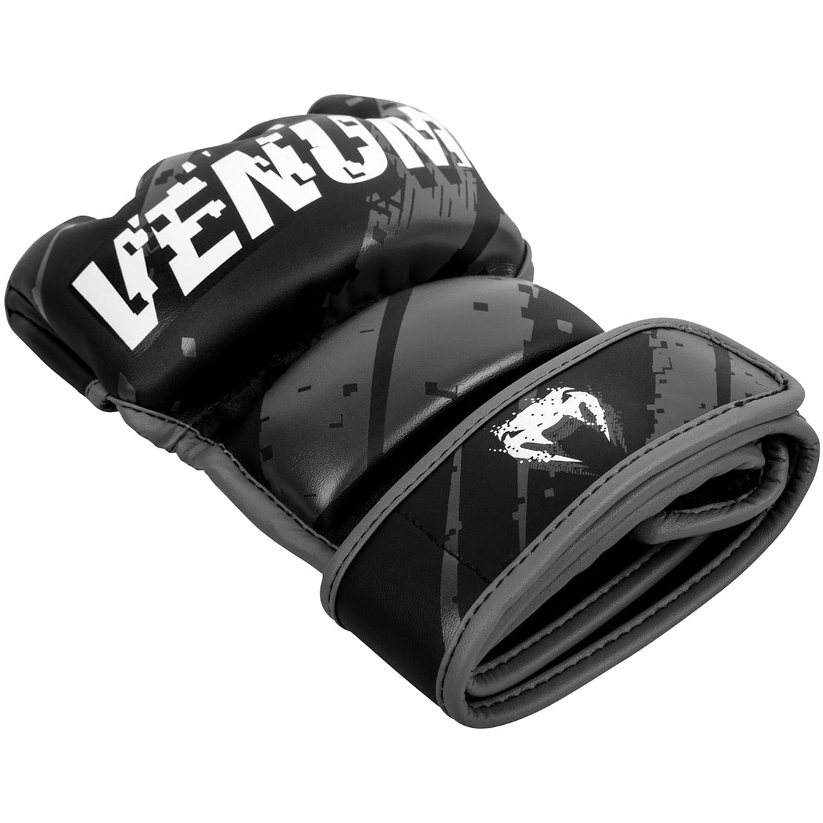 Black/Gray Venum Pixel MMA Training Gloves 
