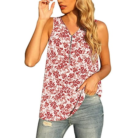 

Pianpianzi Camisole Top with Bra Camisole for Women plus Size Plush House Women Casual Printing Zipper Half Placket V Neck Loose Sleeveless Vest Shirts Blouses Tops