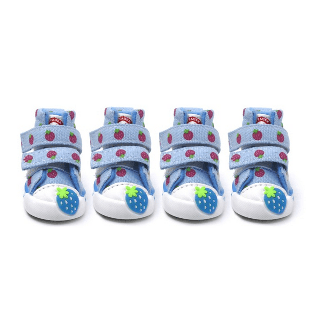 Zapatos para mascotas, zapatos para perros, lindas botas para perros de fresa, lona antideslizante, zapatos para perros pequeños, Protector de pata de perro, primavera y verano MFZFUKR CPB-DE-LYY2108-7