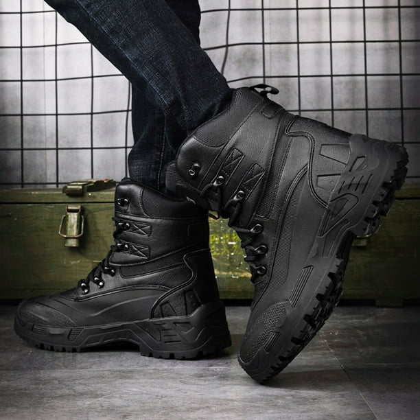 PMUYBHF Male Mens Leather Shoes Wide Men Sports Shoes Fashion New Pattern Outdoor Mountaineering Boots Physical Training Boots Thick Sole Lace up