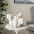 thumbnail image 2 of DecMode 22" x 12" Wide Textured Cream Resin Cactus Planter, 2 of 9