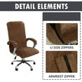 thumbnail image 4 of Qingruibz Velvet Plush Stretch Computer Office Chair Cover with Armrest,Solid Color Spandex Slipcover Protective,Removable Stretchable Universal Desk Chair Covers, Rotating Chair, Brown-L, 4 of 9
