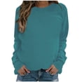 thumbnail image 1 of Qucoqpe - Sudadera informal de manga larga para mujer, cuello redondo, bonito jersey de color liso, corte holgado, en liquidación, 1 of 5