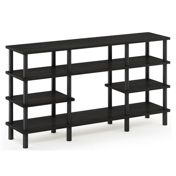 Pemberly Row Wood 4-Tier Wide Shelf TV Stand for TV up to 47" in Espresso