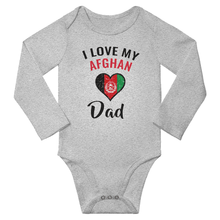 

I Love My Afghan Dad Baby Long Slevve Romper Bodysuit (Gray 6-12 Months)
