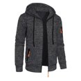 thumbnail image 3 of Ceisia Men's Loose Fit Heathered Hooded Zip-Up Sweatshirt with Contrast Zippers Gift, 3 of 5