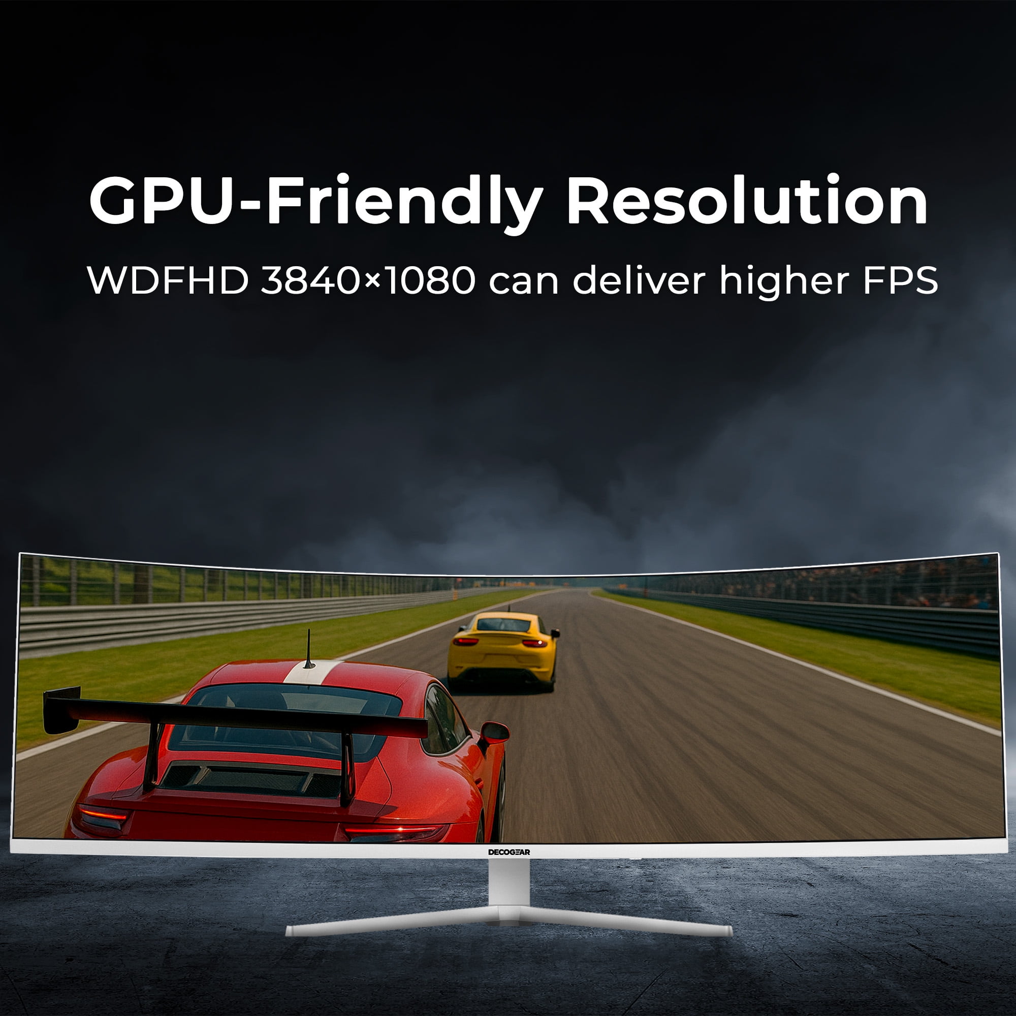 Deco Gear 49” White Curved Ultrawide Monitor, 144Hz, HDR, 3840×1080, HDMI 2.1, DP 1.4, Gaming & Work