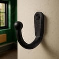 thumbnail image 2 of Renovators Supply Black Wrought Iron Wall Coat Hook 2" Proj. Single Hooks for Towel, Kitchenware, Robe or Jacket Rust Resistant Hanger Hooks w/Hardware Pack of 10, 2 of 7