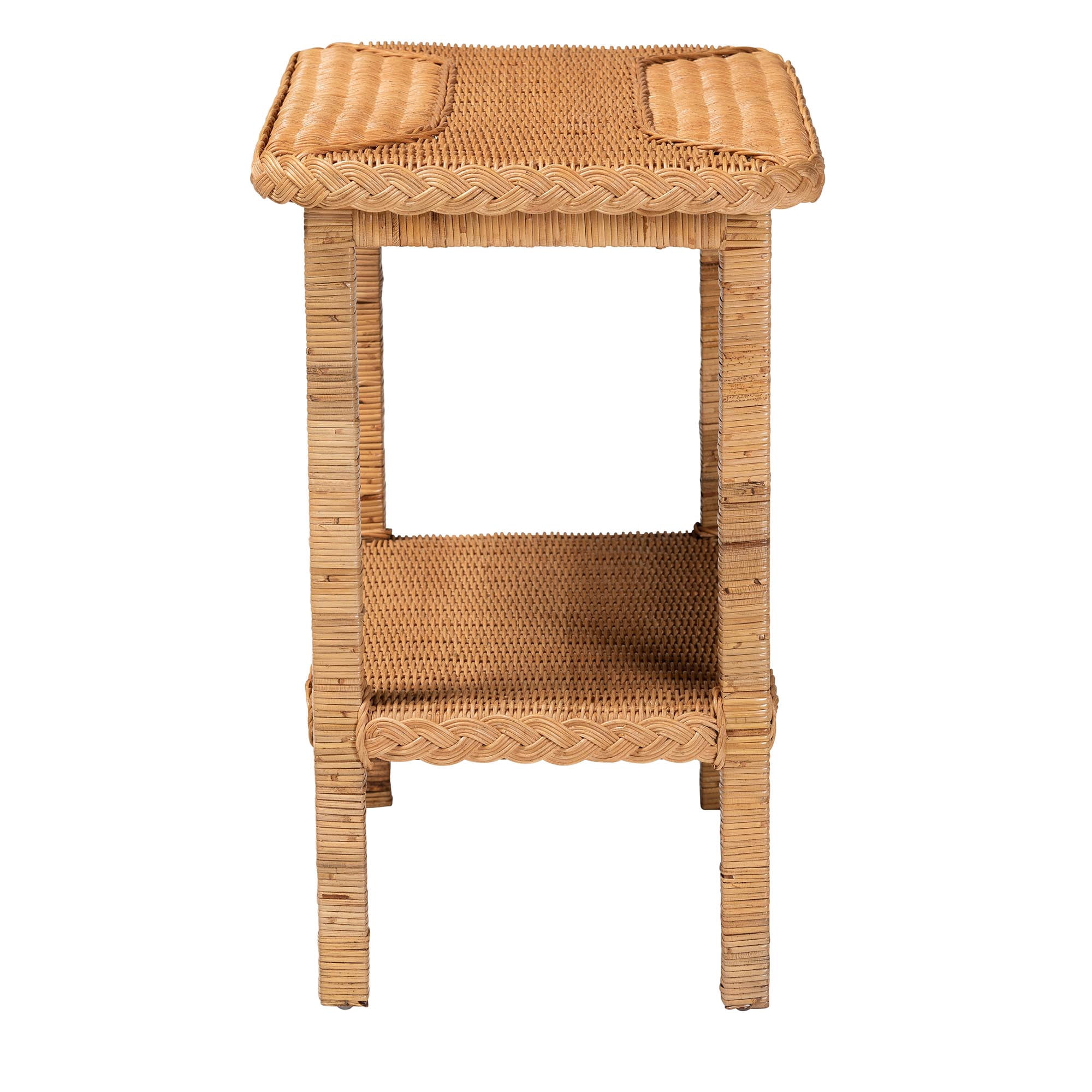 bali & pari Indoor Minahasa 2-Tier Solid Wood End Table, Light Honey