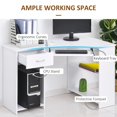 thumbnail image 3 of Modern L-Shaped Computer Desk and Mobile File Cabinet Set, White MDF Office Desk with Keyboard Tray and Lockable Drawers for Home Office, Bedroom or Study, 47.2"L x 27.6"W, 3 of 7