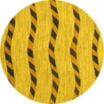 thumbnail image 1 of Ahgly Company Machine Washable Indoor Round Abstract Yellow Modern Area Rugs, 6' Round, 1 of 4