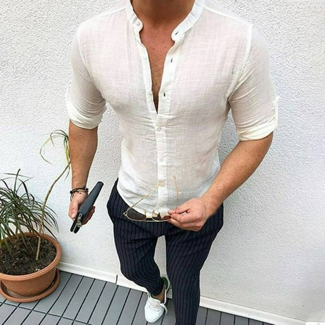 OUSITAID Été Nouveau Style à la Mode Pur Coton et Chemises en Lin Haut Confortable
