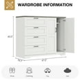 thumbnail image 4 of Garvee Armoire Garde-Robe de 43,3 Po H avec 4 Tiroirs et 2 Portes, Tringle, Blanc et Brun, 4 of 9