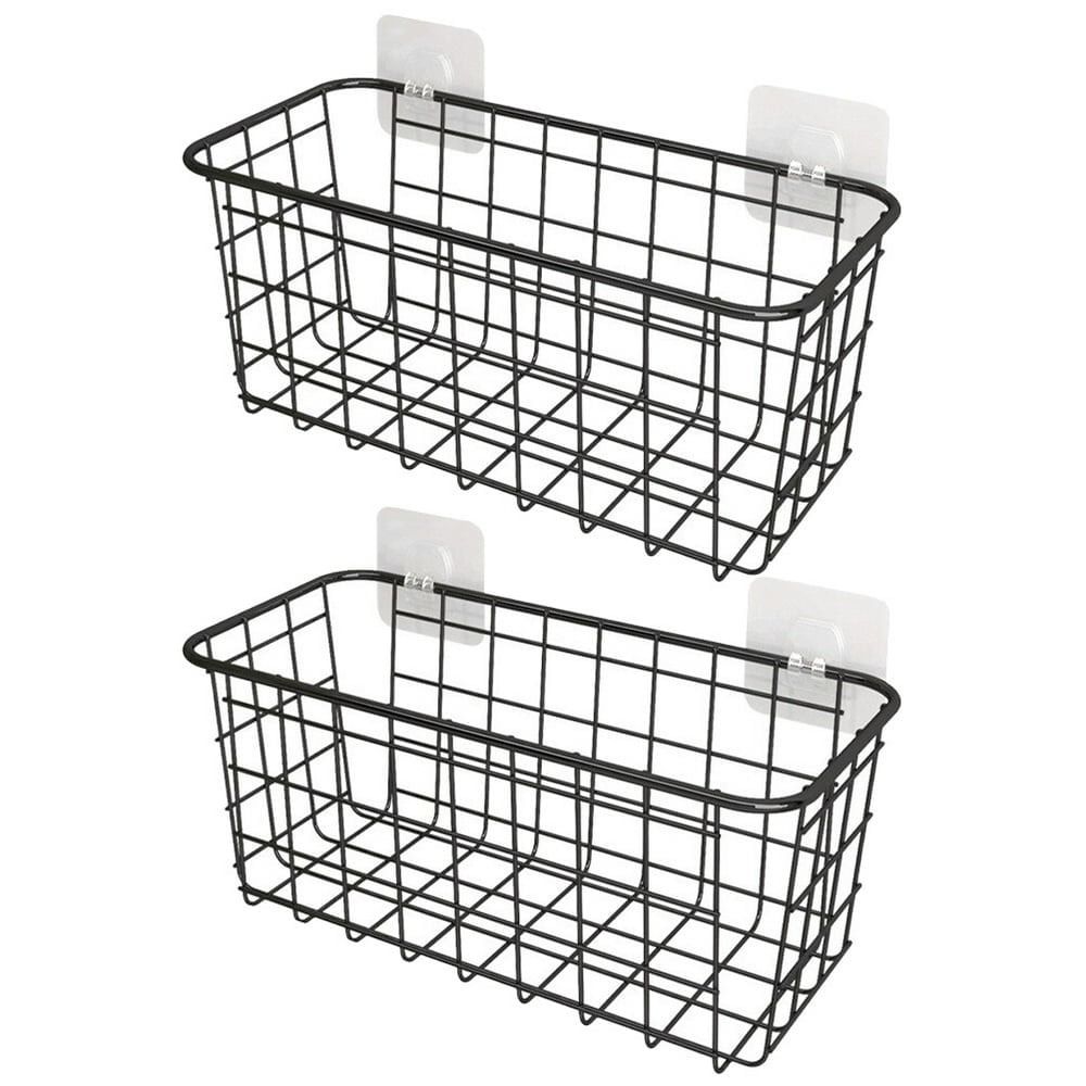 Tielag Panier De Rangement Suspendus En Fil Métallique, Panier Suspendu Rangement Sous Étagère Pour Cuisine, Pantry, Bureau, Bookshelf, Placard, Armoires, Salle De Bain, Noir