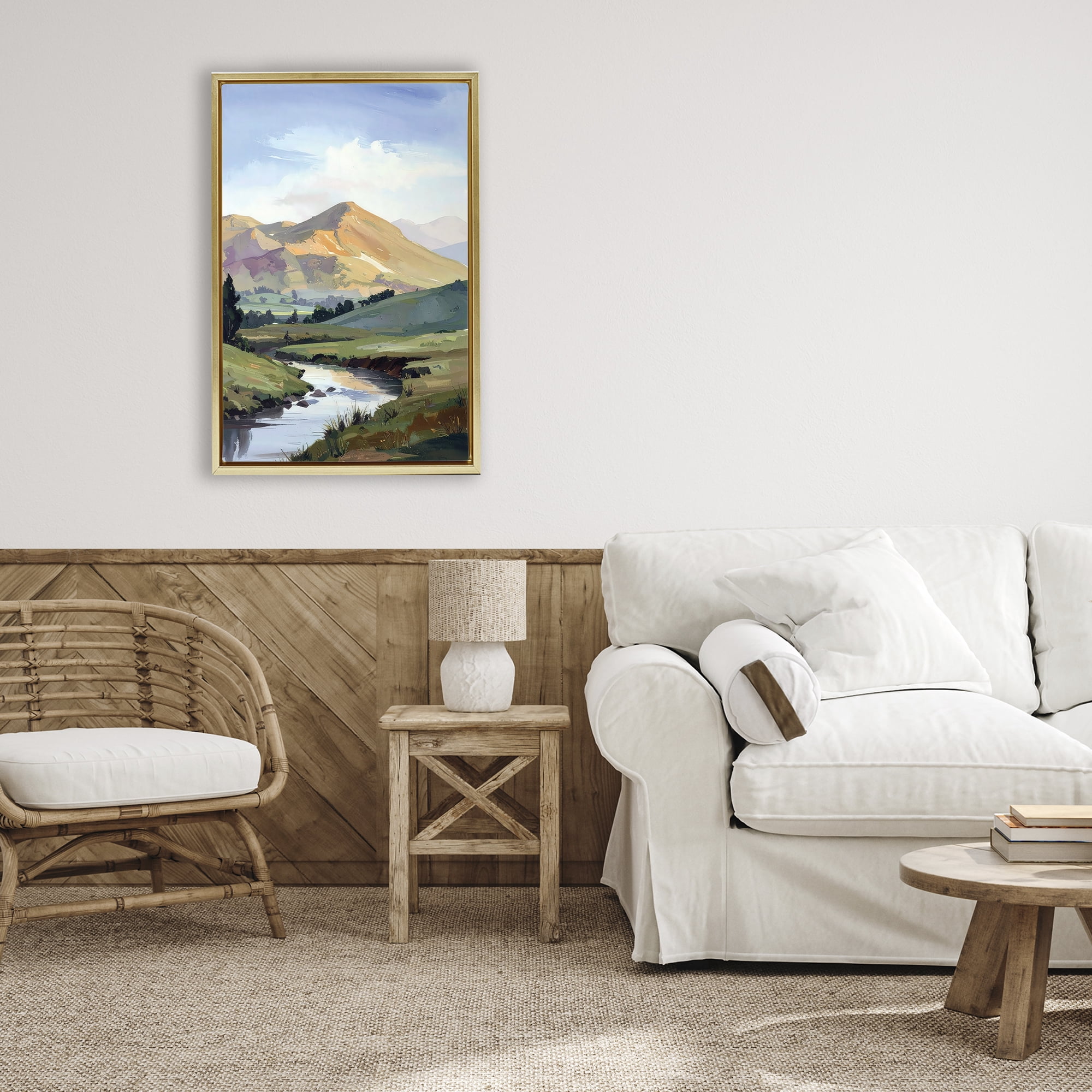 Stupell Industries Across The Valley Gold Framed Floater Canvas Wall Art, design by Alonza Saunders