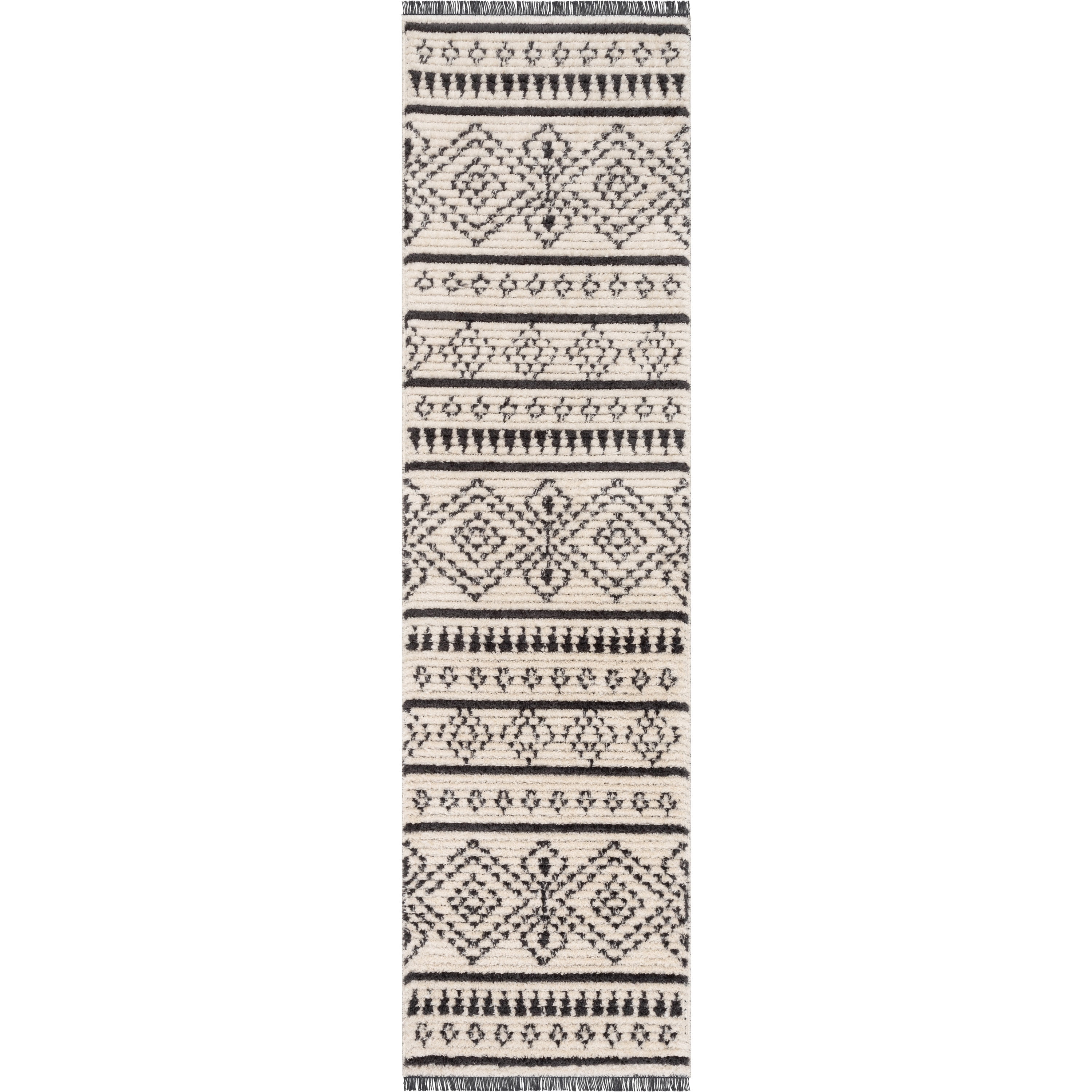 Well Woven Maya Odina Moroccan Trellis Diamond Pattern Grey 2'7" x 9'10" Runner Textured Pile Area Rug
