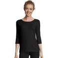thumbnail image 2 of Hanes Tee-Shirt à Manches Raglan en Coton Extensible pour Femmes, 2TG, Noir, 2 of 2