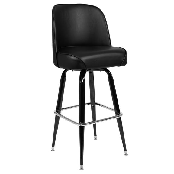 Flash Furniture James Vinyl Upholstered Modern Metal Swivel Barstool, Black