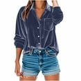 thumbnail image 5 of Horkkom Corduroy Shirt Women V Neck Long Sleeve Button Down Shirts Winter Fall Casual Tops with Pocket L, 5 of 8