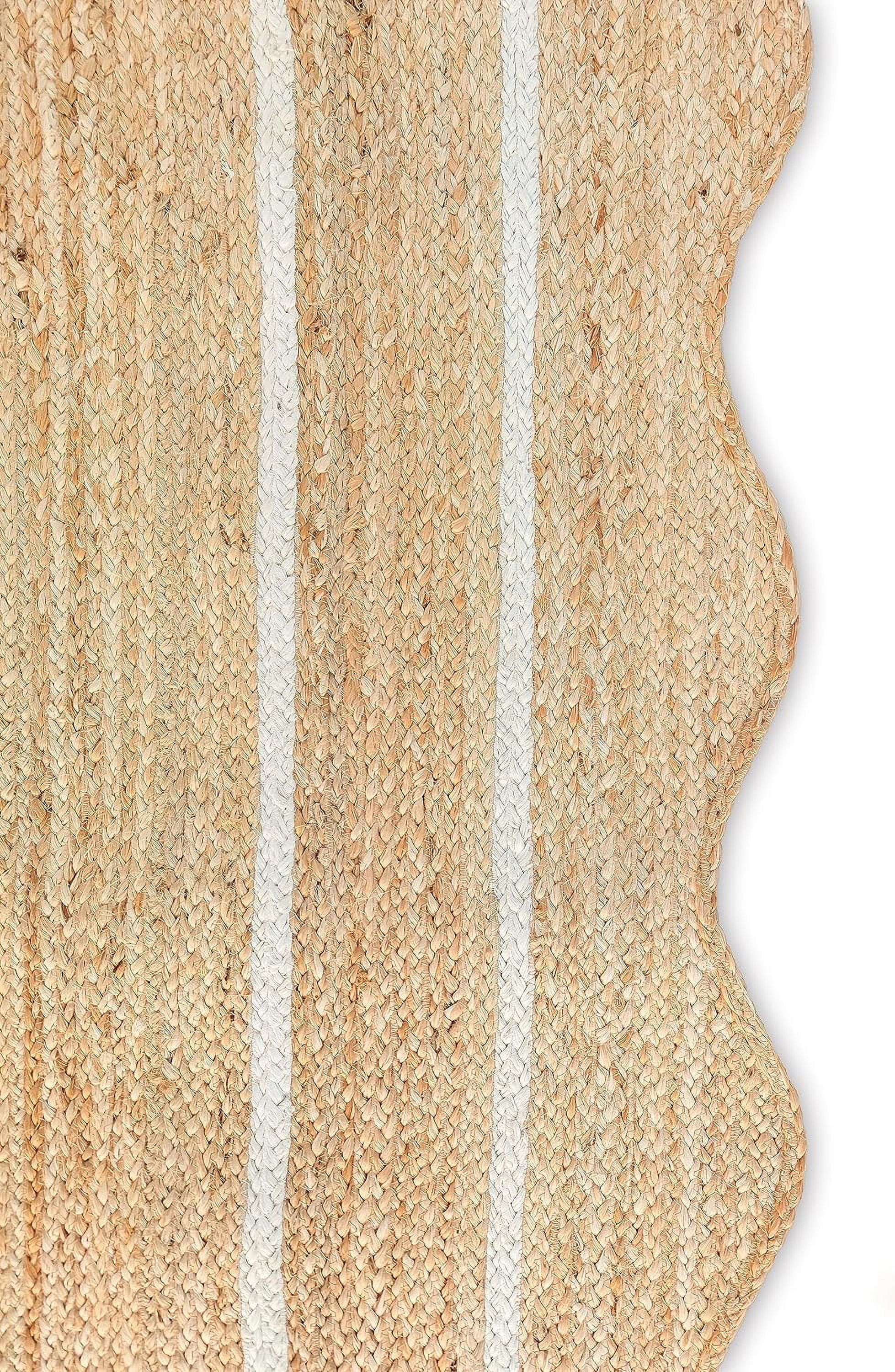 Weaving Village Wave Scalloped Natural Jute Rug Boho Jute Rug Entryway Runner Rug Farmhouse Scallop Rug, Off White (8'x10')