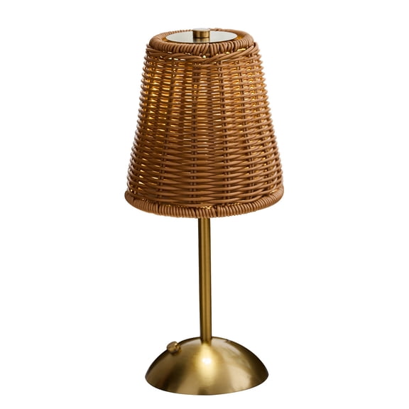 Orangide Rattan Table Lamp 3 Color Dimmable Warm Light, Boho Wicker Nightstand Light for Bedroom Living Room Office Desk, Farmhouse Reading Corner Decor