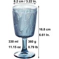 thumbnail image 4 of Blue Wine Glasses set of 6 Colored Glass Water Goblets Vintage 11 Ounces Stemmed Etched Drinking Cup for Wedding Party Machine Wash Non-Slip Cold Drinks, 4 of 7