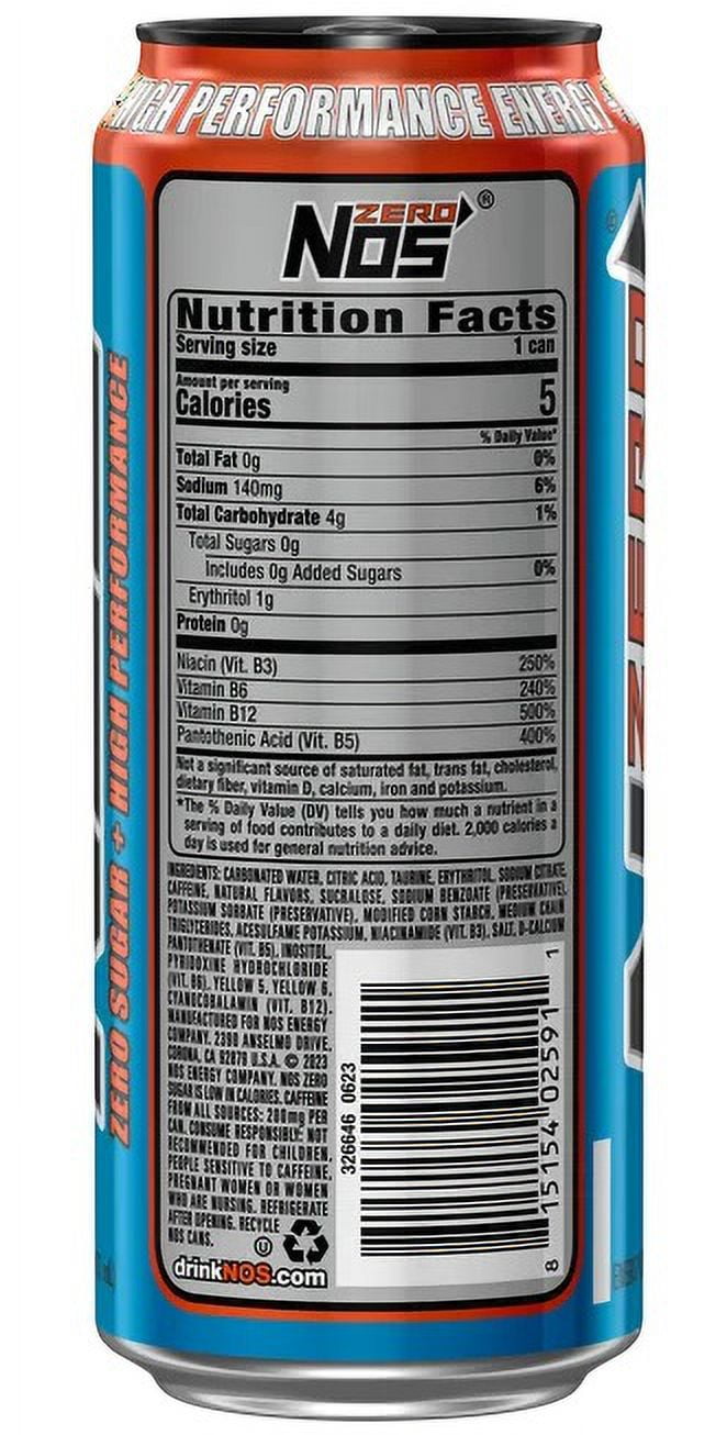 NOS Energy Drink, Zero Sugar, 16 ounce (Pack of 16)