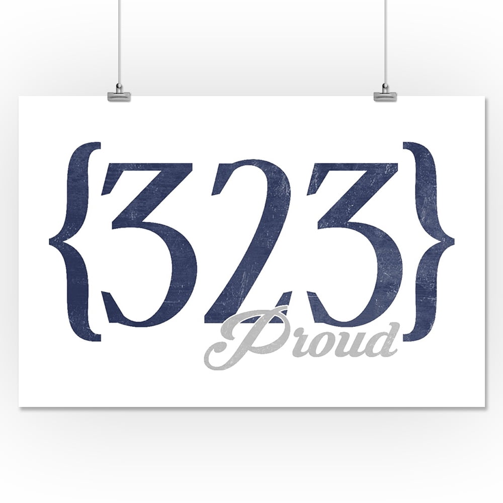 Pasadena, California - 323 Area Code (Blue) - Lantern Press Artwork ...