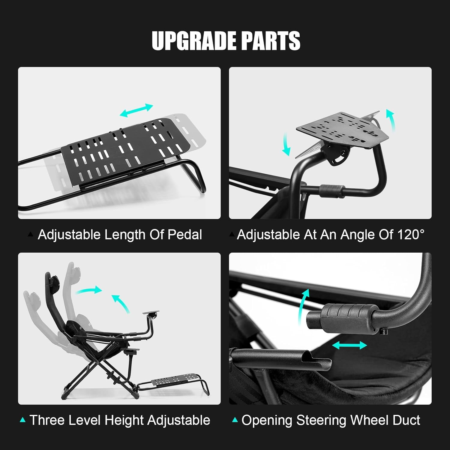 GTPLAYER Sim Racing Cockpit Foldable & Adjustable for High Performance Sim Racing Compact & Flexible Supports All Steering Wheels & Pedals for PC and Console Actifit Edition, Black