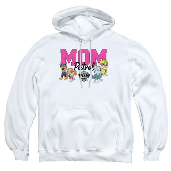 PAW Patrol Mother's Day Mom Patrol Adult Pull-Over Hoodie, White, Large